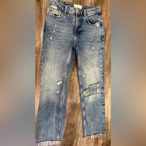 We The Free Denim - We The Free Distressed Light Blue Straight-Leg Jeans